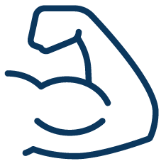 A graphic of an arm flexing